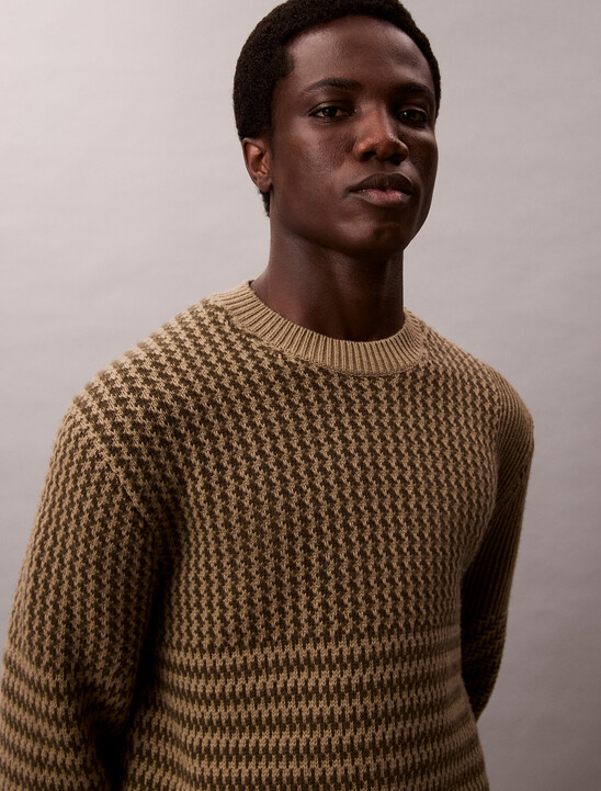 Wool Blend Patterned Crewneck Jumper