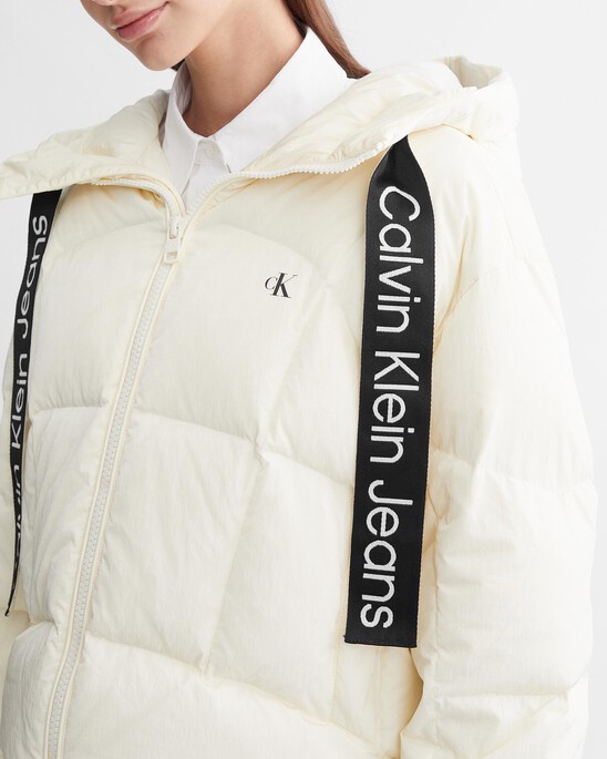 Logo Drawstring Short Puffer Jacket