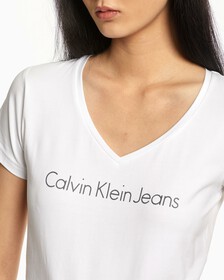 V NECK LOGO TEE, Bright White, hi-res