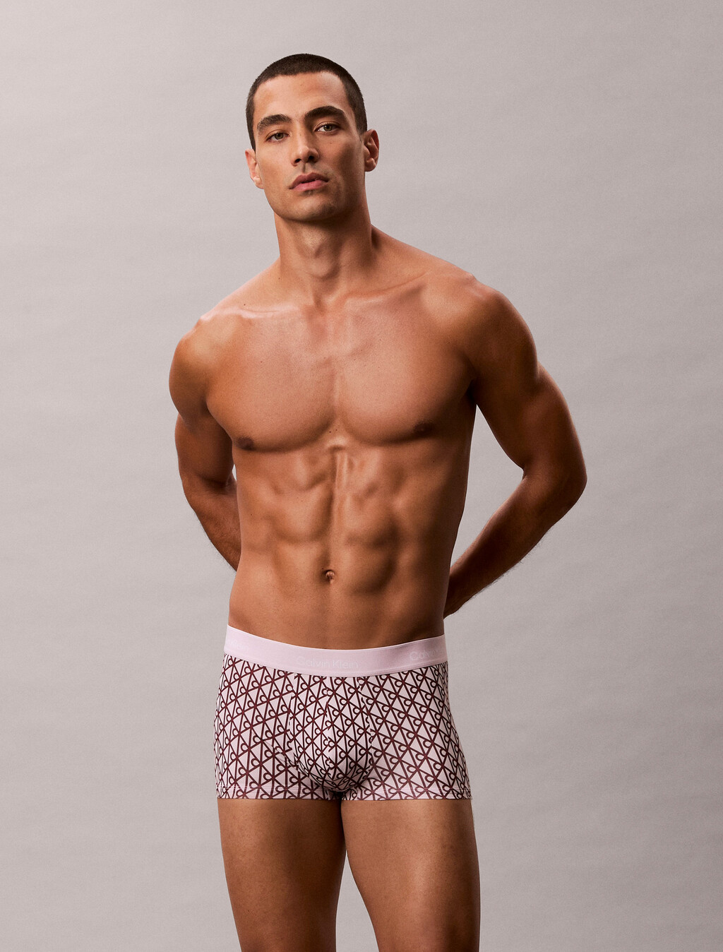 Icon Microfiber Stretch Low Rise Trunk, BIJOU MODERN EMBLEM OUTLINE_SPRING LILAC, hi-res