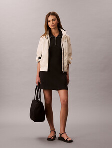 Scuba Fit And Flare Half Zip Dress, Black, hi-res