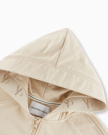 INFINITE COOL MONOGRAM CROPPED ZIP UP HOODIE, Classic Beige, hi-res