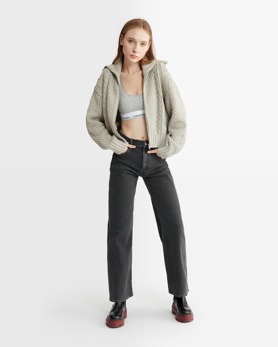 Varsity Cable Wool Blend Cardigan