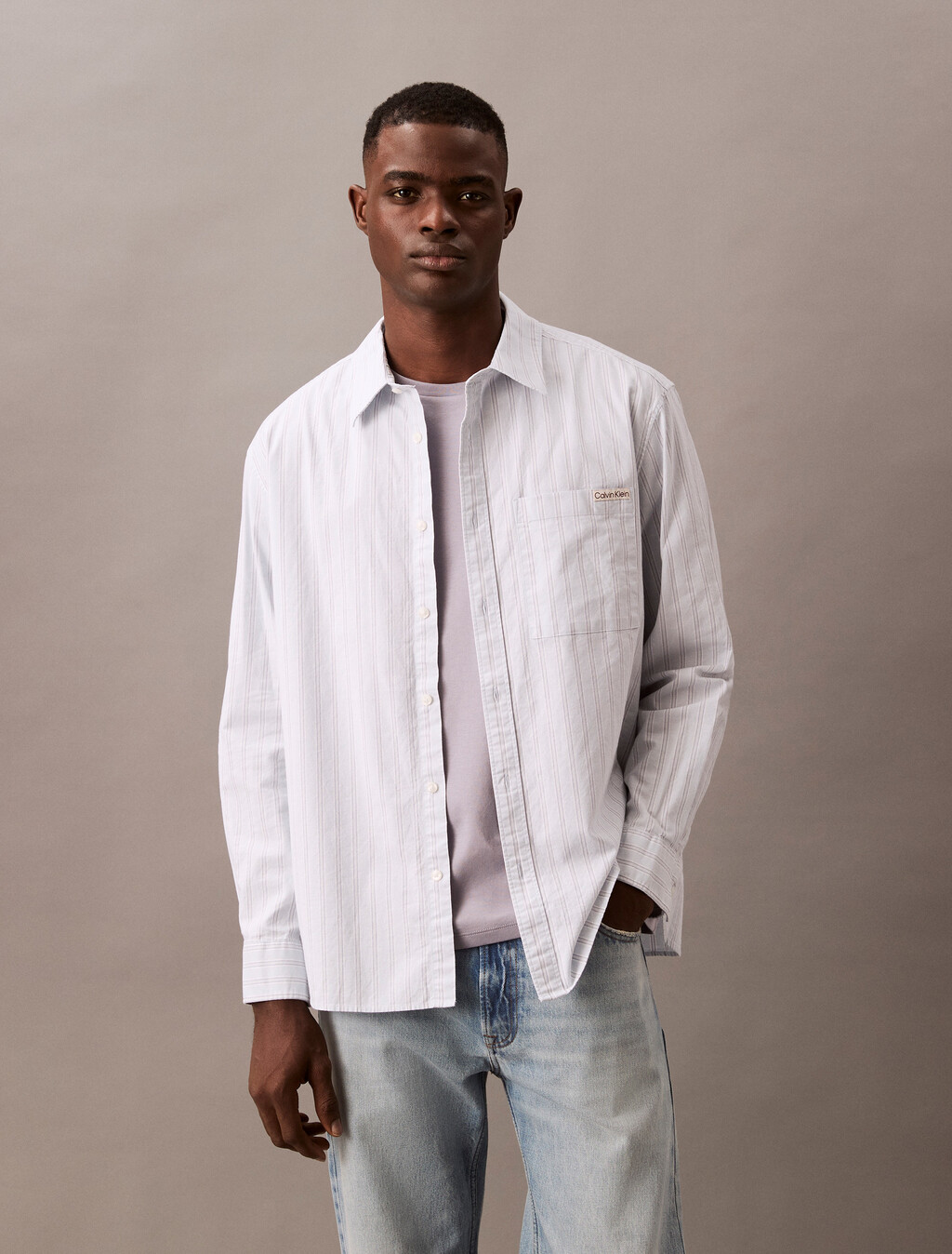 Relaxed Striped Oxford Shirt, Niagara Mist, hi-res