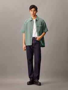 Zip Up Poplin Shirt, Lead, hi-res