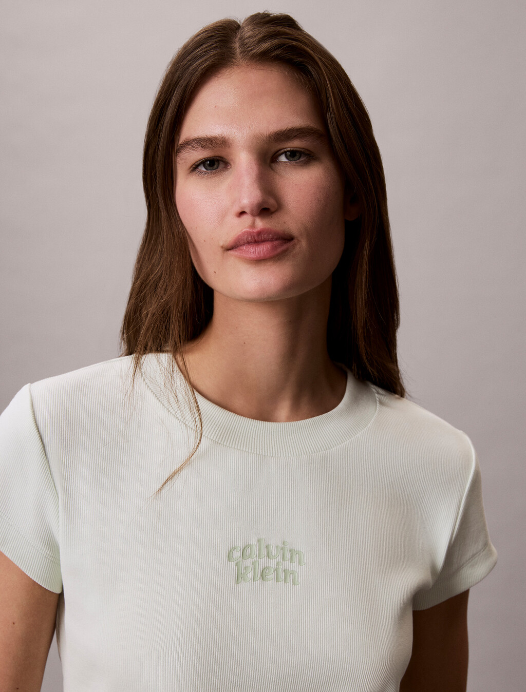 Slim Cropped Logo T-shirt, Phantom Green, hi-res