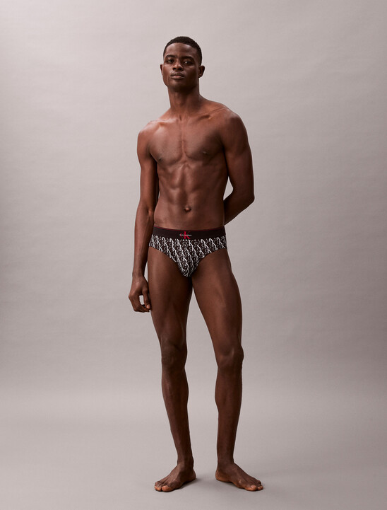 Graphic Monogram Microfiber Stretch Hip Brief