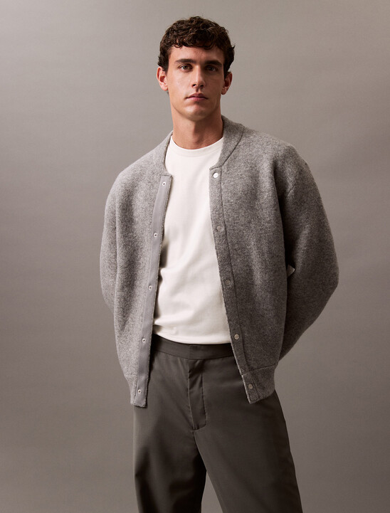 Boiled Wool Blend Snap Bomber