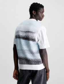 Cotton Jacquard Knit Vest, Sprayed Jacquard, hi-res