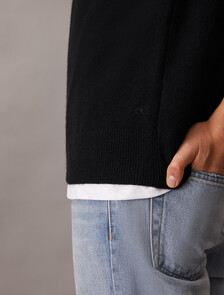 Cashmere Full Zip Sweater, Black, hi-res