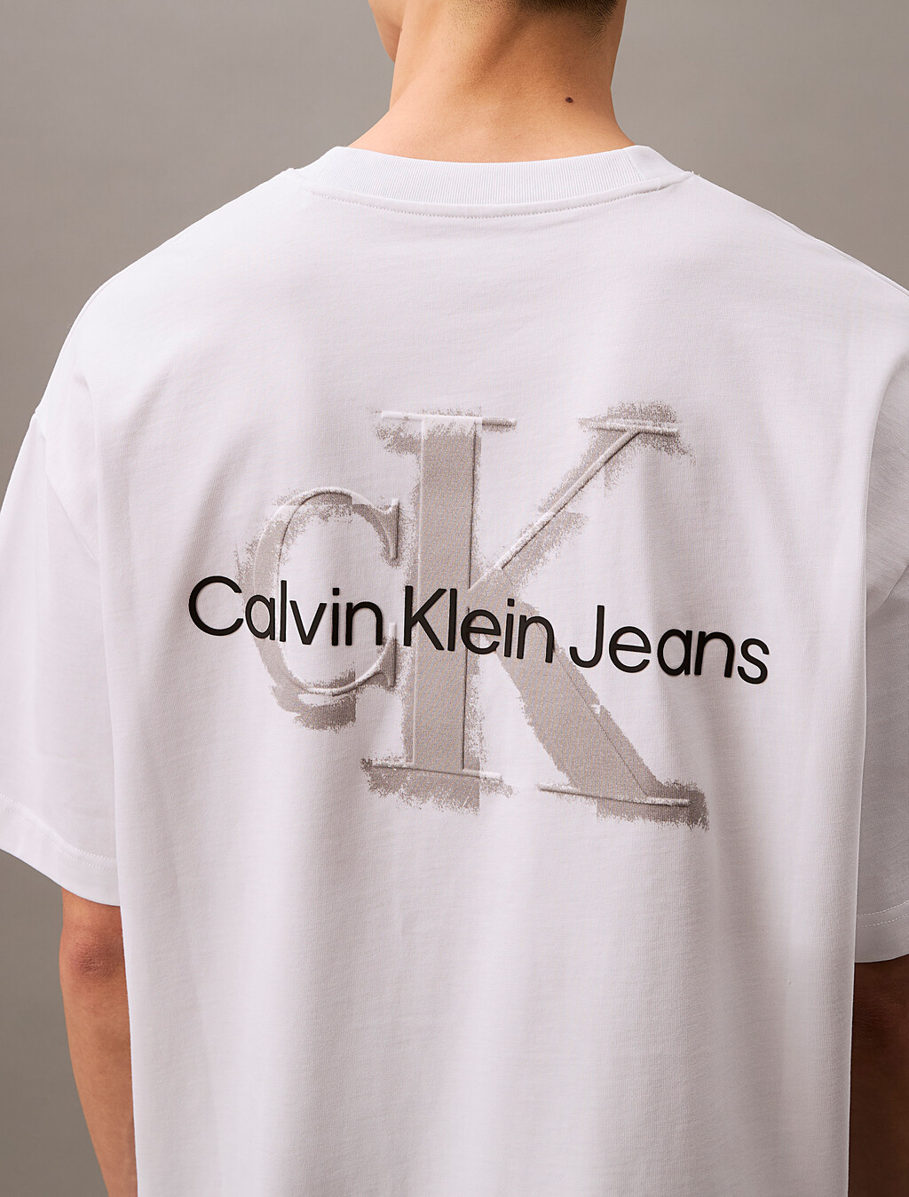 Oversized Embossed Monogram Tee, Brilliant White, hi-res