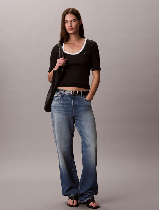 Slim Ribbed Open Back T-shirt