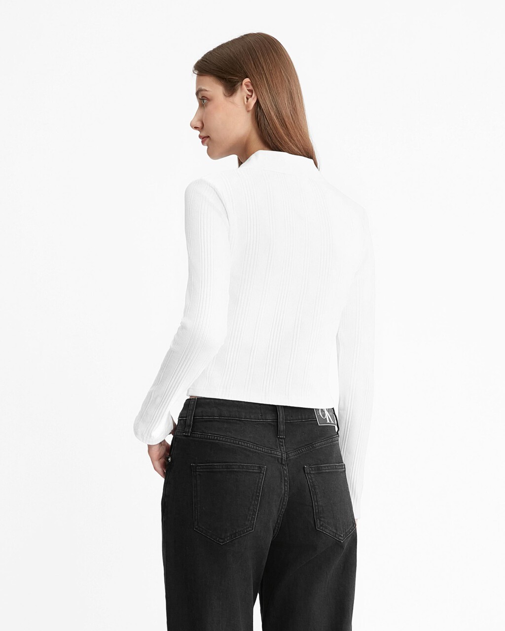 Monologo Rib Knit Slim Polo, Bright White, hi-res