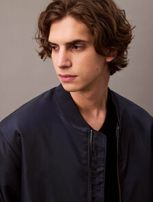 Padded Nylon Bomber Jacket, Dark Sapphire, hi-res