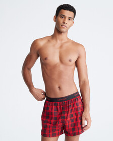 Modern Cotton Holiday Slim Boxer, SCOTTISH PLAID_ROUGE/SUNDRIED TOMATO, hi-res