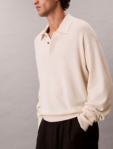 Cashmere Polo Jumper, Baby's Breath, hi-res