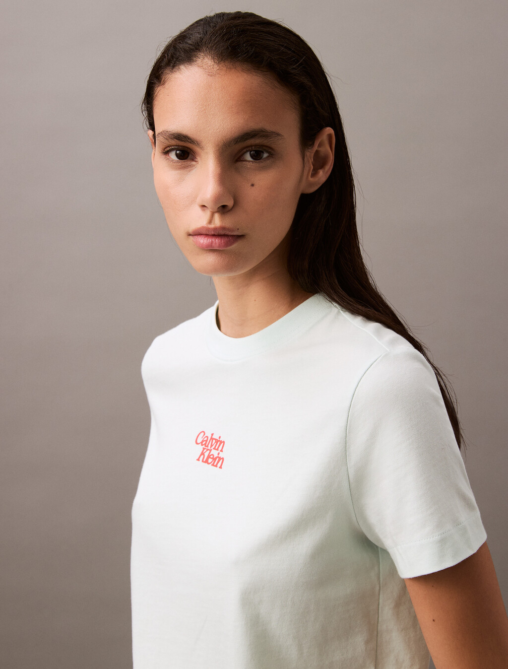 Flocked Logo Crewneck Tee, Mint Julep, hi-res