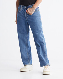 Recycled Cotton 90s Straight Cropped Jeans, BRIGHT BLUE, hi-res