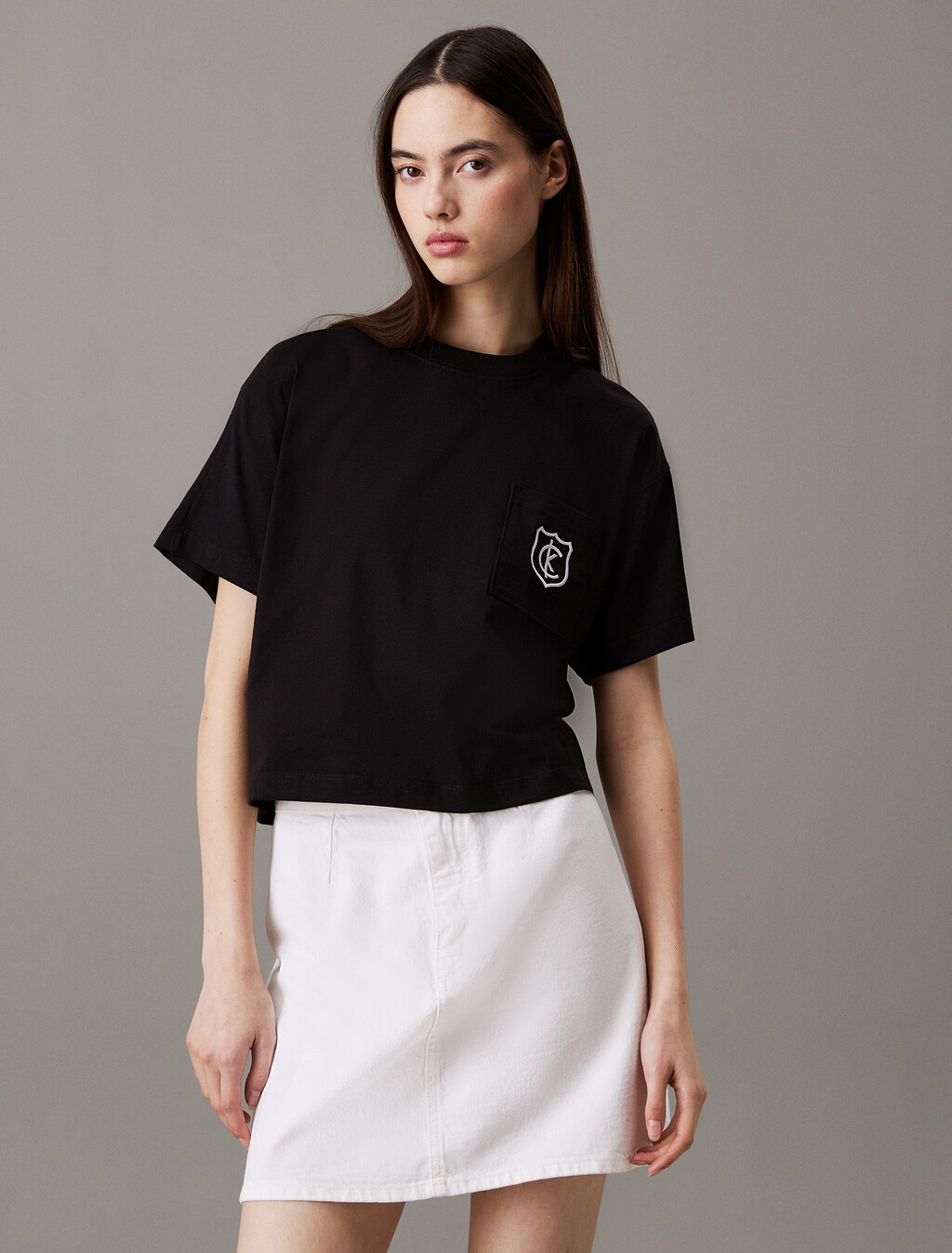 CK Crest Boxy Pocket Tee, Black, hi-res