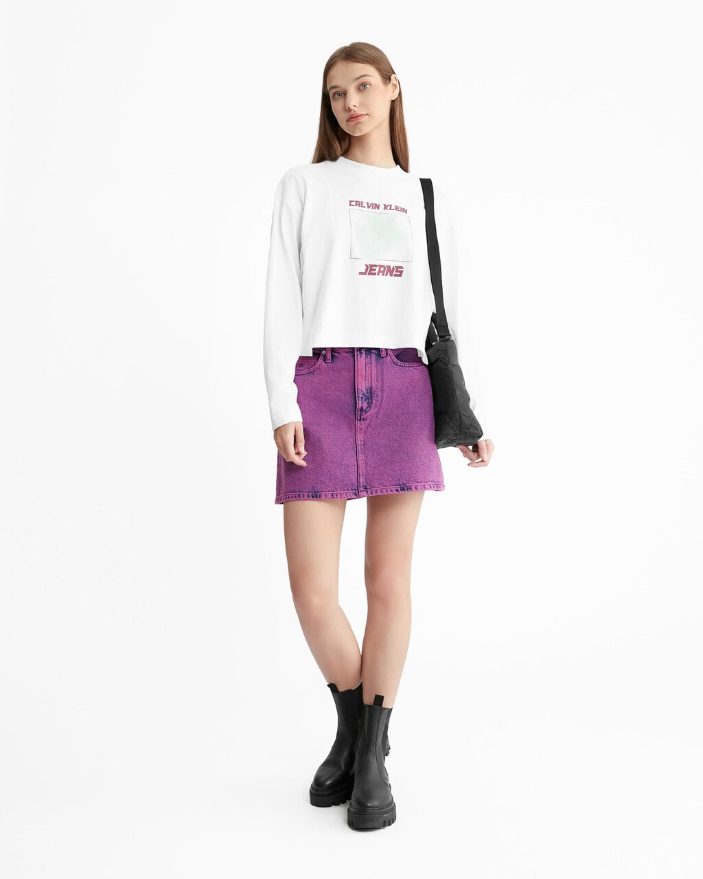 Hyper Real High Rise A Line Mini Skirt, Denim Light, hi-res