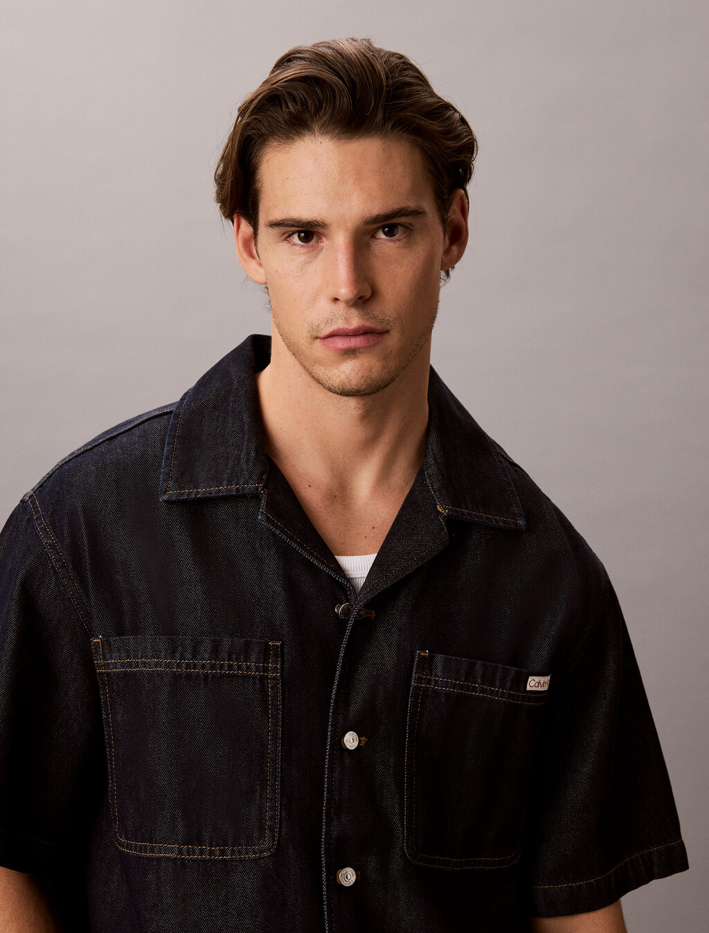 Eco Cool Short Sleeve Denim Shirt, RAW RINSE, hi-res