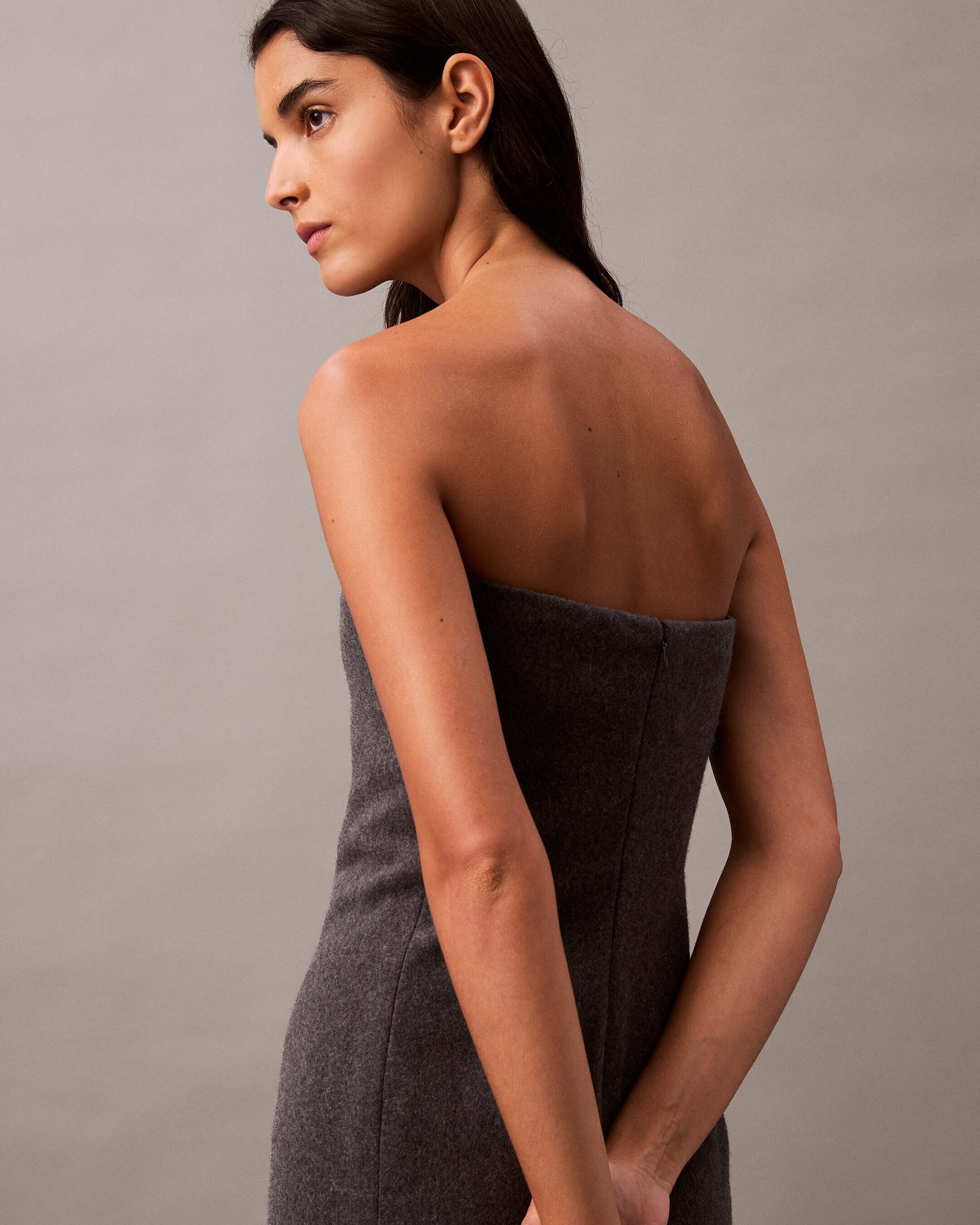 Grey strapless dress outlet