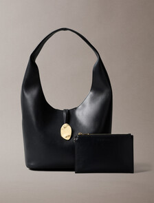 Stone Lock Slouchy Small Shoulder Bag, Black, hi-res