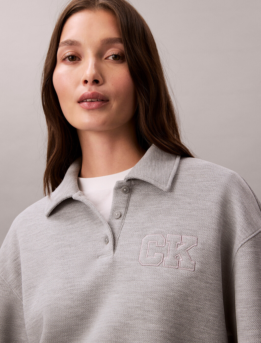 Relaxed Polo Sweatshirt, Heroic Grey Heather, hi-res