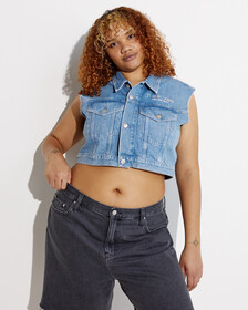 Pride Cropped Denim Vest, Denim Light, hi-res