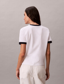 Heritage Logo Relaxed Ringer Tee, Bright White, hi-res