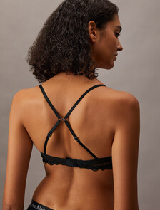 CK Black Geo Lace Push Up Plunge Bra, Black, hi-res