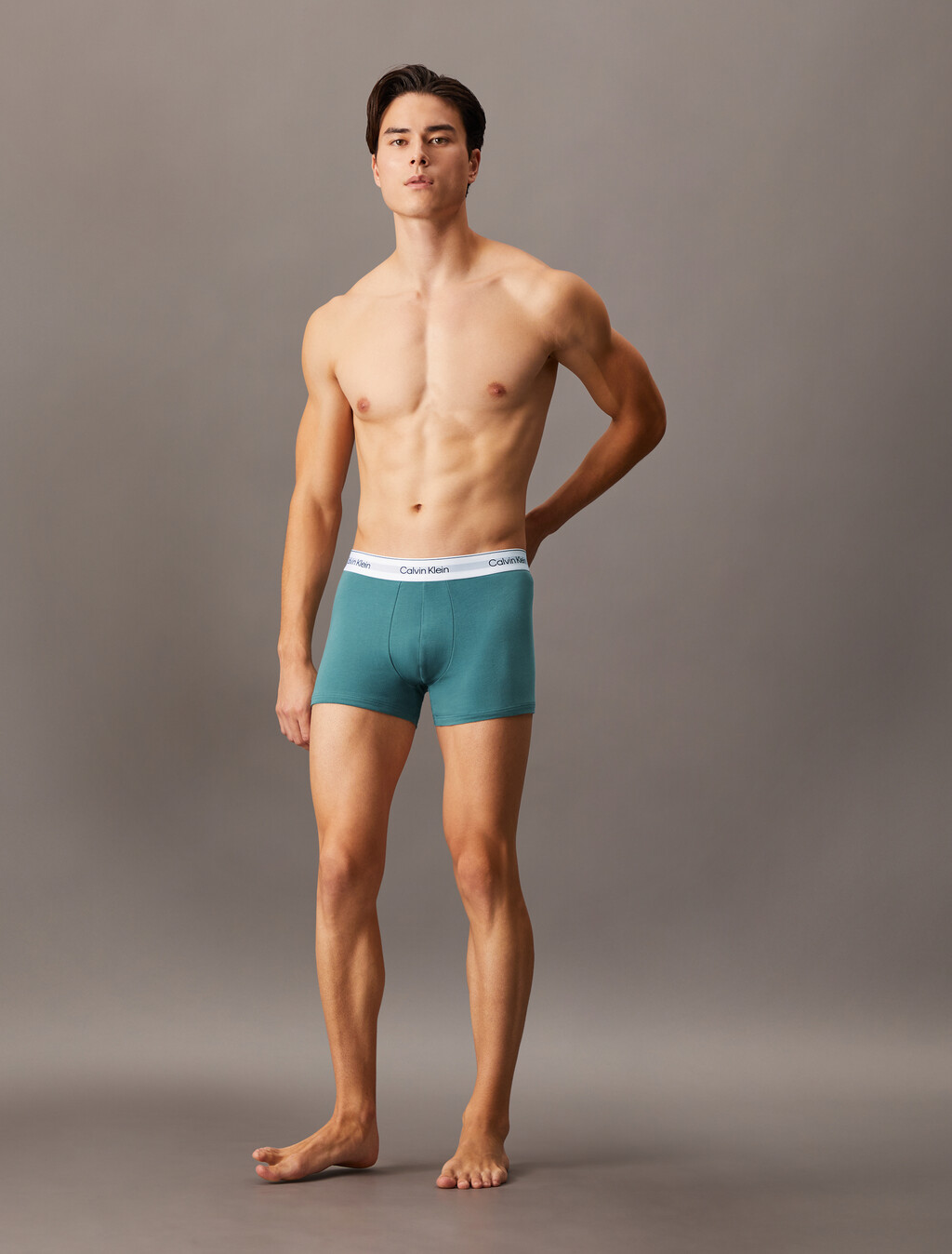 2 Pack Icon Cotton Stretch Trunks, Slate Turquoise / Jura Gray, hi-res