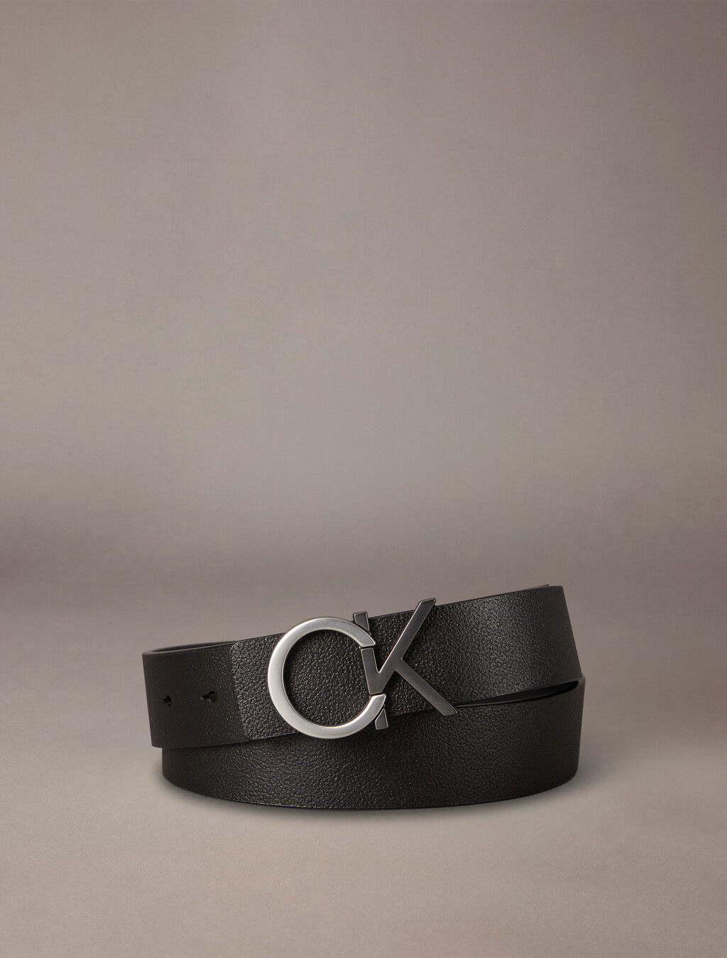 CK Premium Reversible Belt, Black/Gray Pinstripe, hi-res