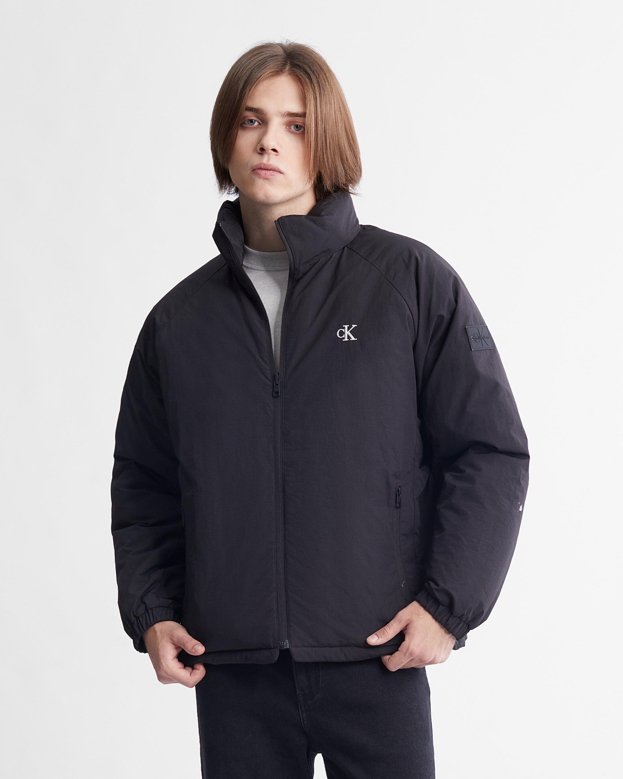 Puffer jacket store black with hood