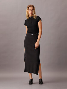 Soft Ribbed Lyocell Maxi Skirt, Ck Black, hi-res