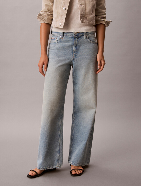 Low Rise Logo Tape Baggy Jeans