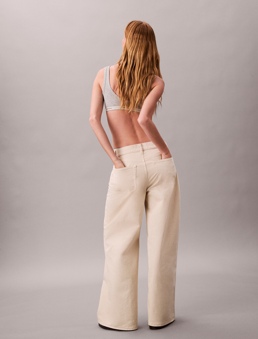 Super Wide Leg Twill Trousers, Fog, hi-res