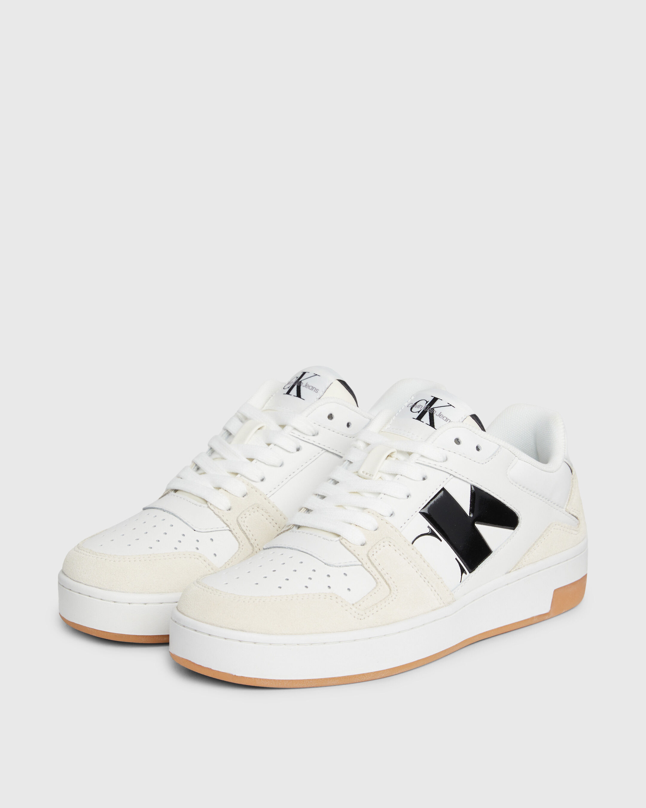 White suede top trainers