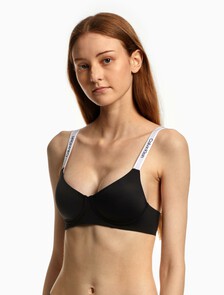 Tailored Logo Lightly Lined Wirefree Bra, Black, hi-res