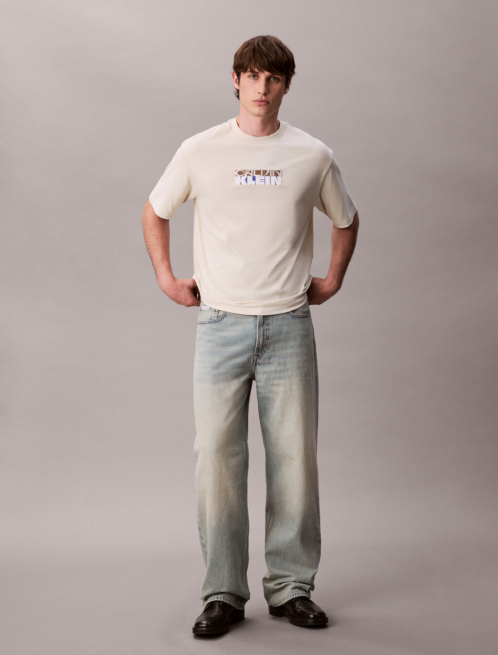 Block Logo Graphic Relaxed T-Shirt, Bone White, hi-res