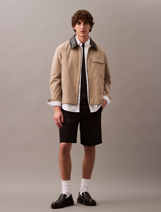 Leather Collar Bomber Jacket
