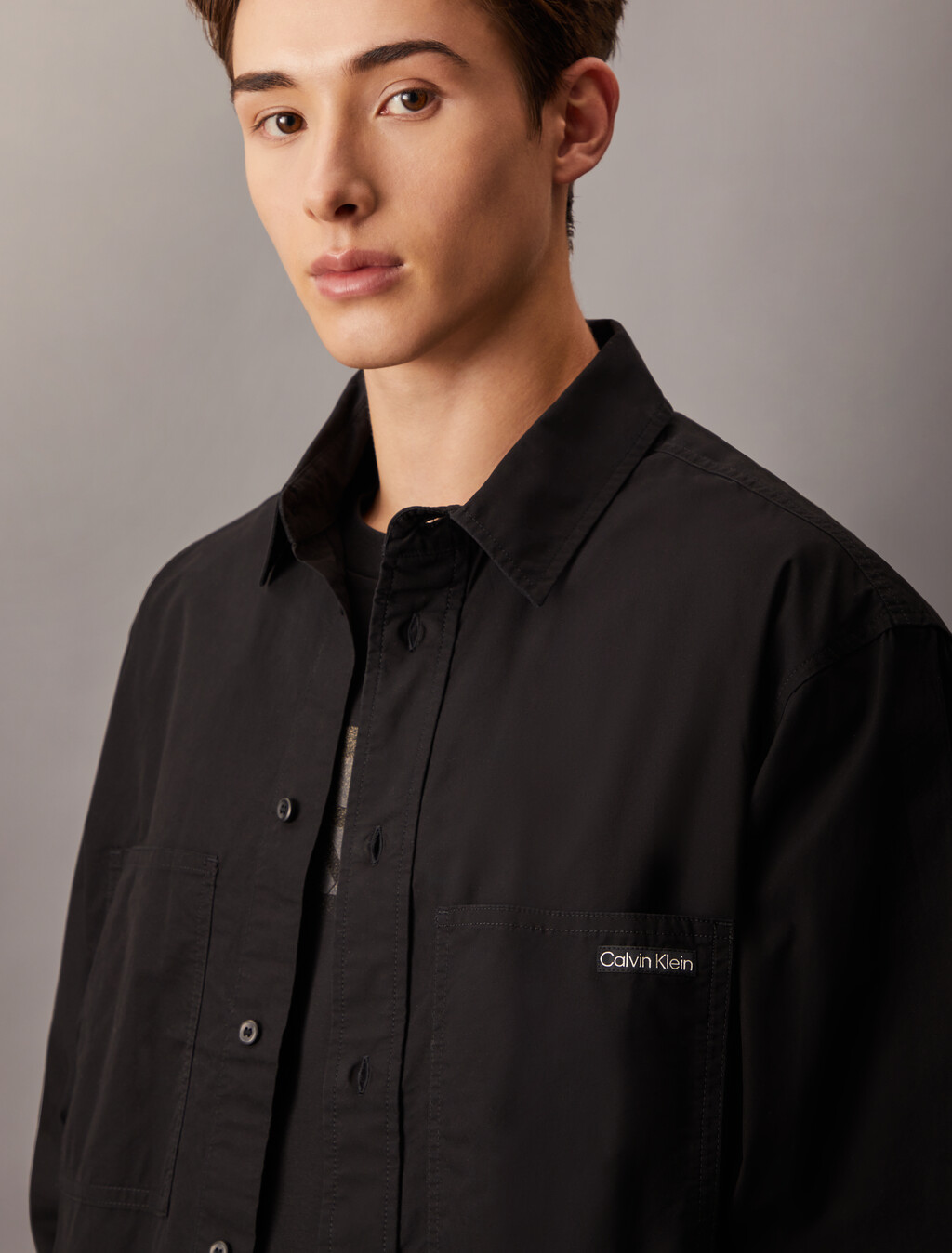 Relaxed Cotton Poplin Shirt, Ck Black, hi-res