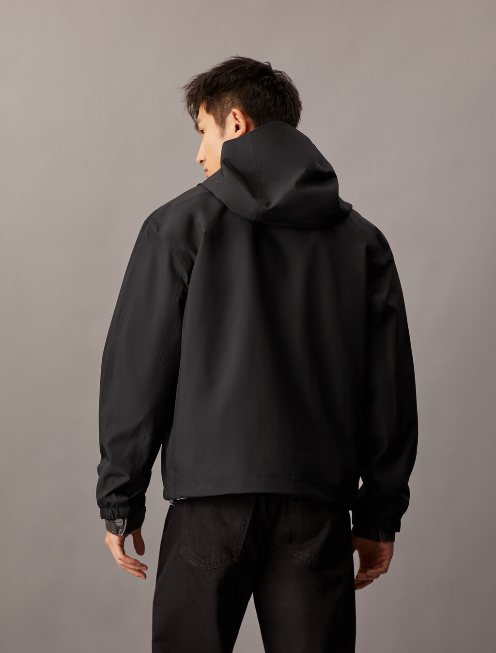 Water Resistant Unlined Rain Jacket, Black Beauty, hi-res