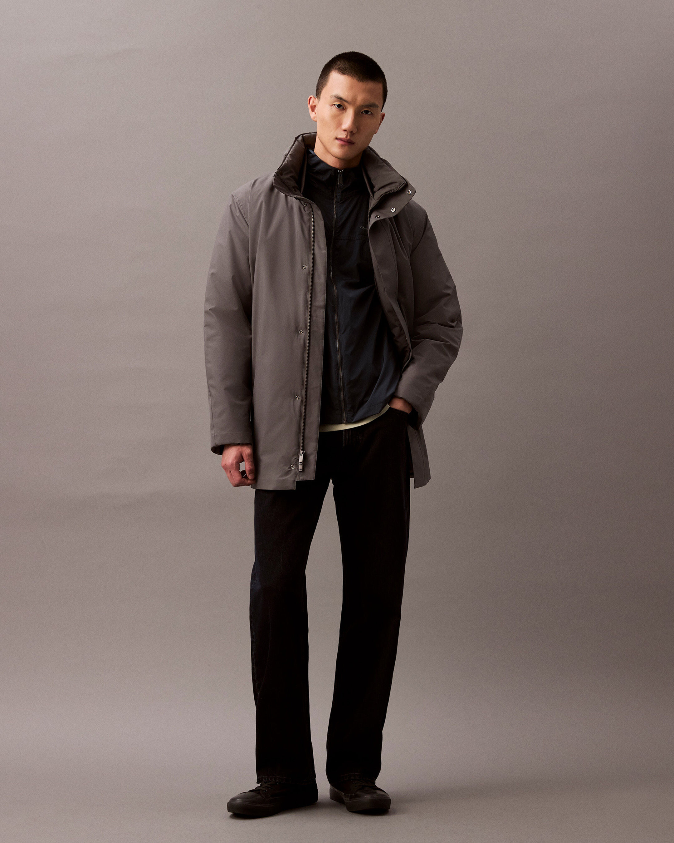 Heavyweight Mid Length Puffer Jacket grey Calvin Klein Singapore