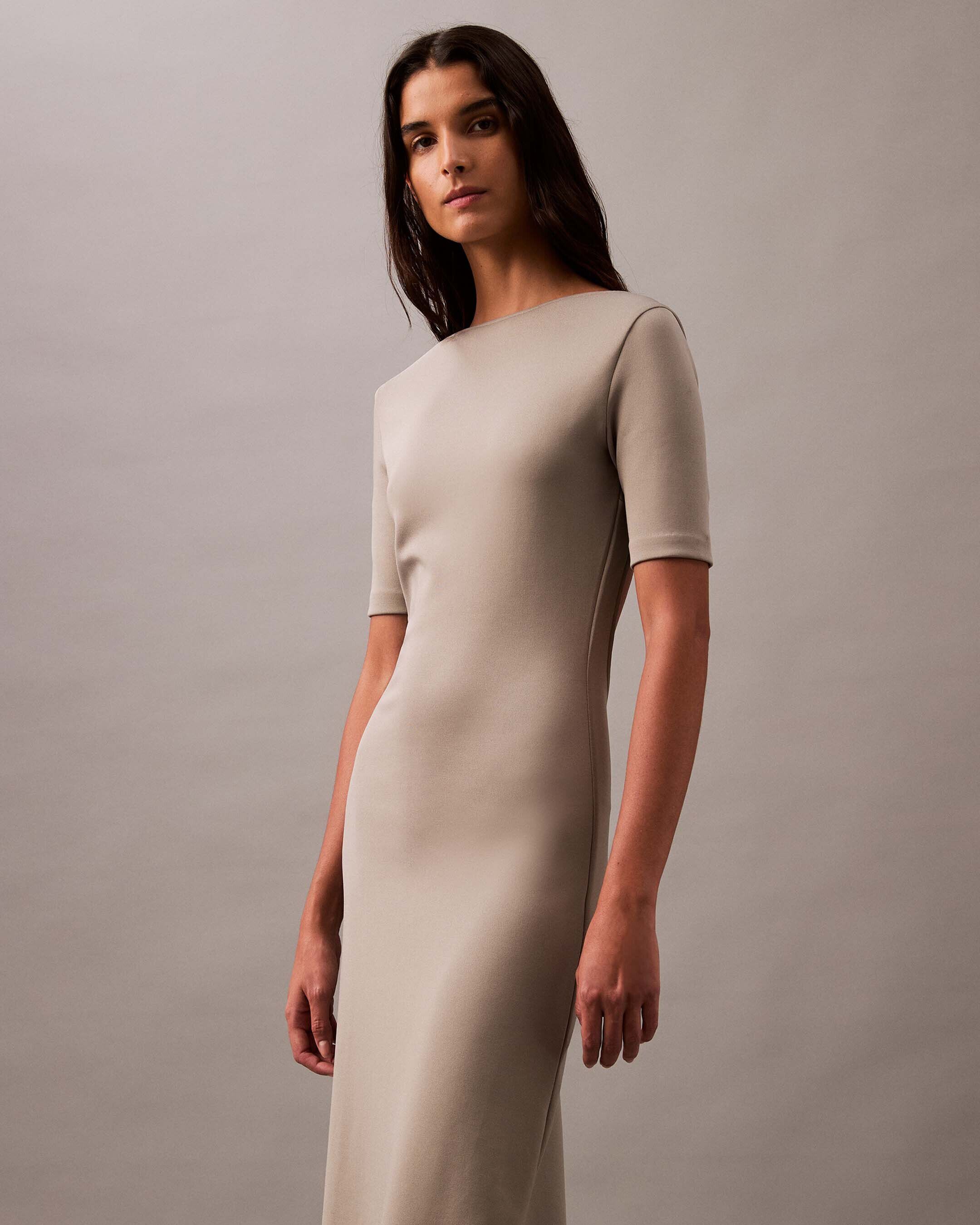 Backless Jersey Dress brown Calvin Klein Singapore