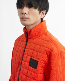 Sustainable Quilted Bomber, Coral Orange, hi-res