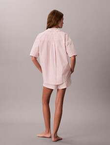 Cotton Poplin Pyjama Shorts, AURORA STRIPE PEACH BLISS, hi-res