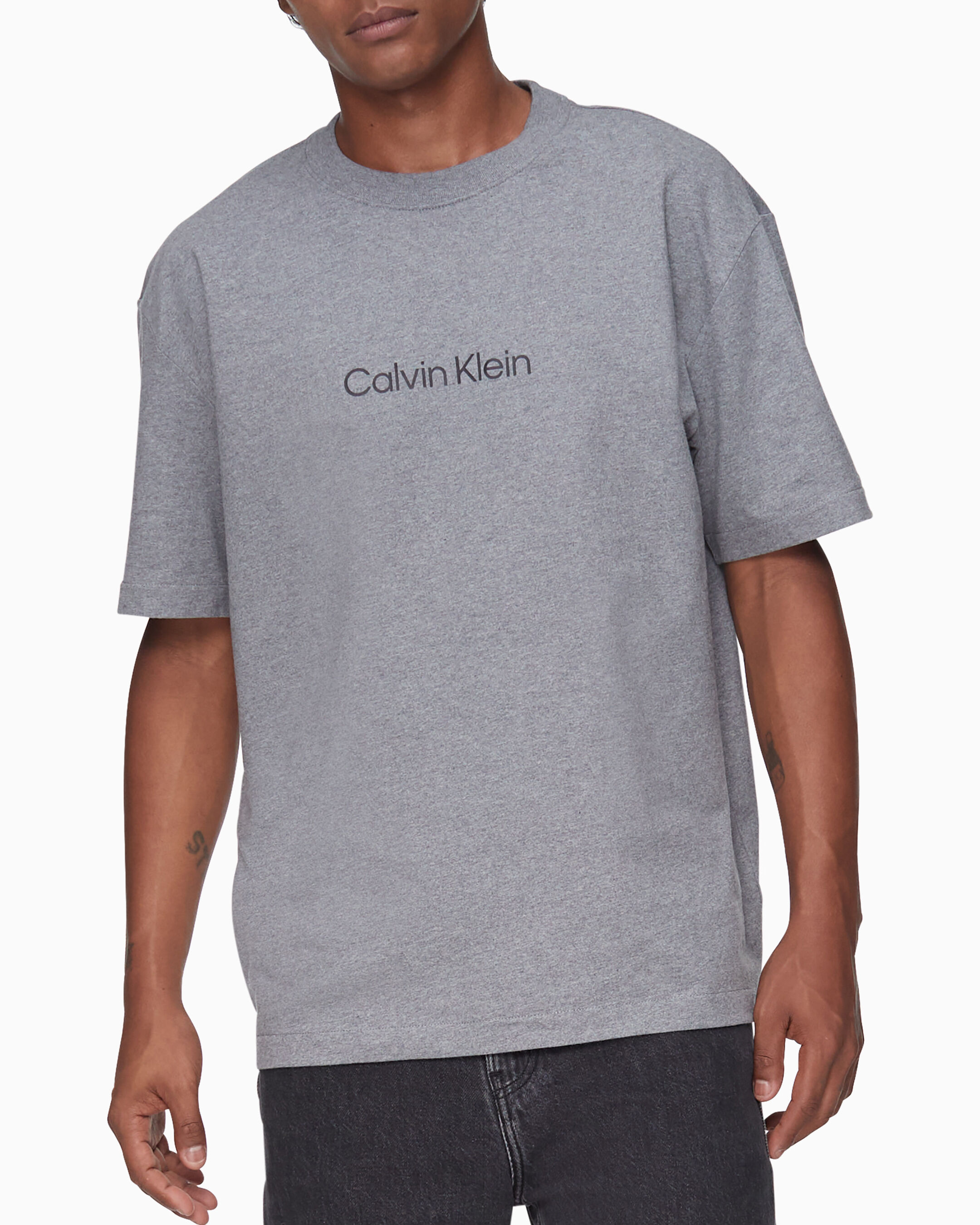 Calvin Logo Crew Neck Tee grey Calvin Klein Singapore