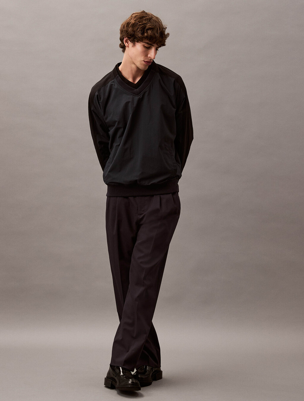 Double V-Neck Sweater, Vulcan, hi-res