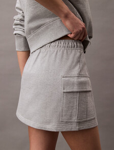 Cotton Terry Cargo Mini Skirt, Heroic Grey Heather, hi-res